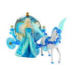 Bábika s koňom a kočom - modrá